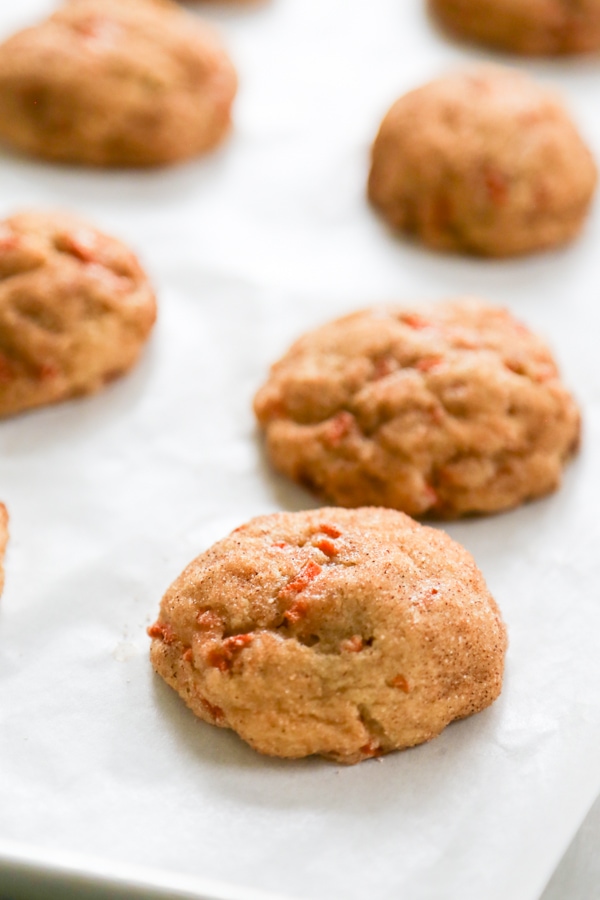 baked cookies on a sheet pan.