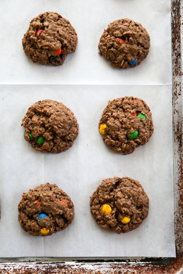 baked cookies on a sheet pan.