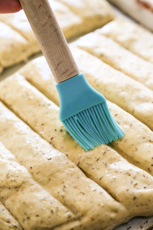 butter brushed over dough