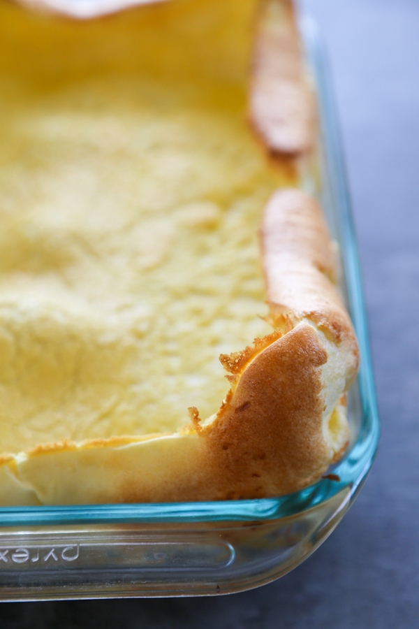 the baked pancake in a pan.