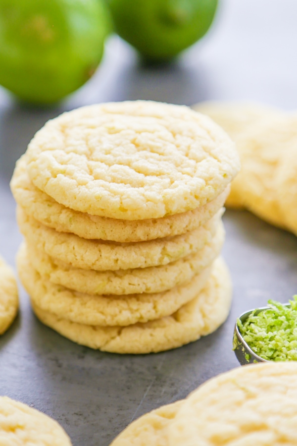 a stack of lime cookies.