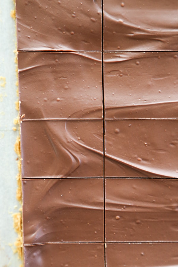 overhead shot of the sliced bars.