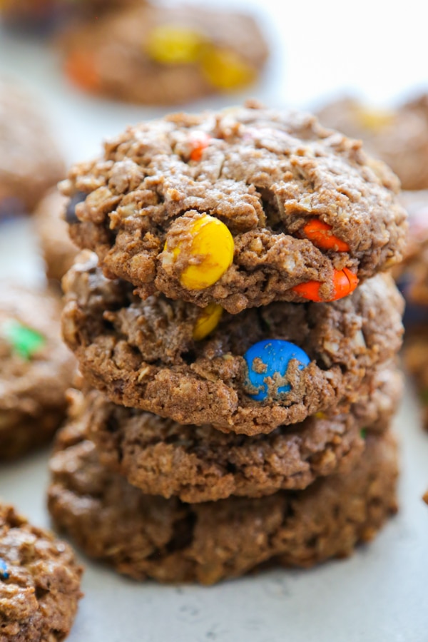 close up shot of a stack of cookies.