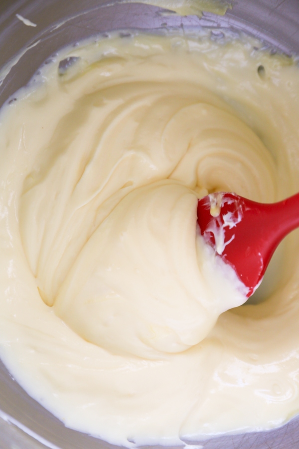 the dip being mixed in a bowl.