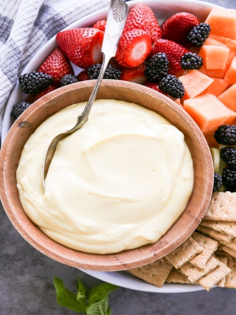 close up shot fruit dip