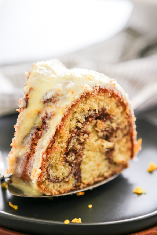 orange swirl cake slice