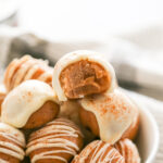 a bowl of snickerdoodle dough bites.