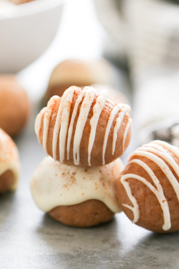 a stack of dough bites.