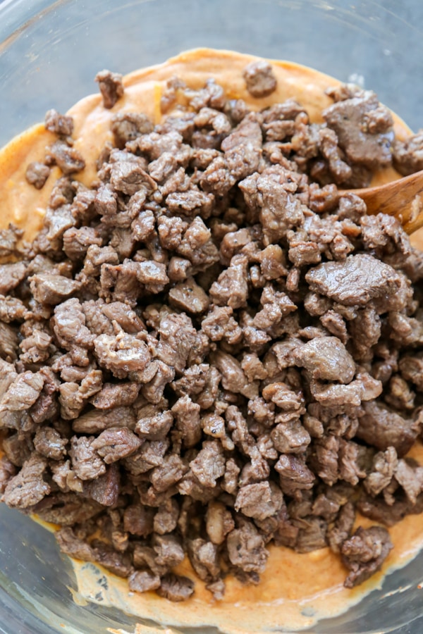 the steak added to the filling.