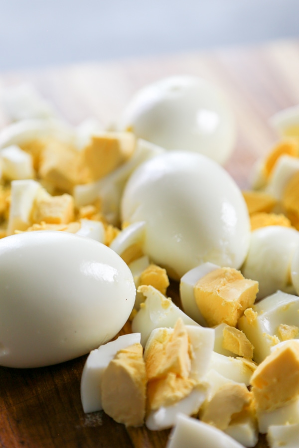 chopped hard boiled eggs with whole hard boiled eggs.