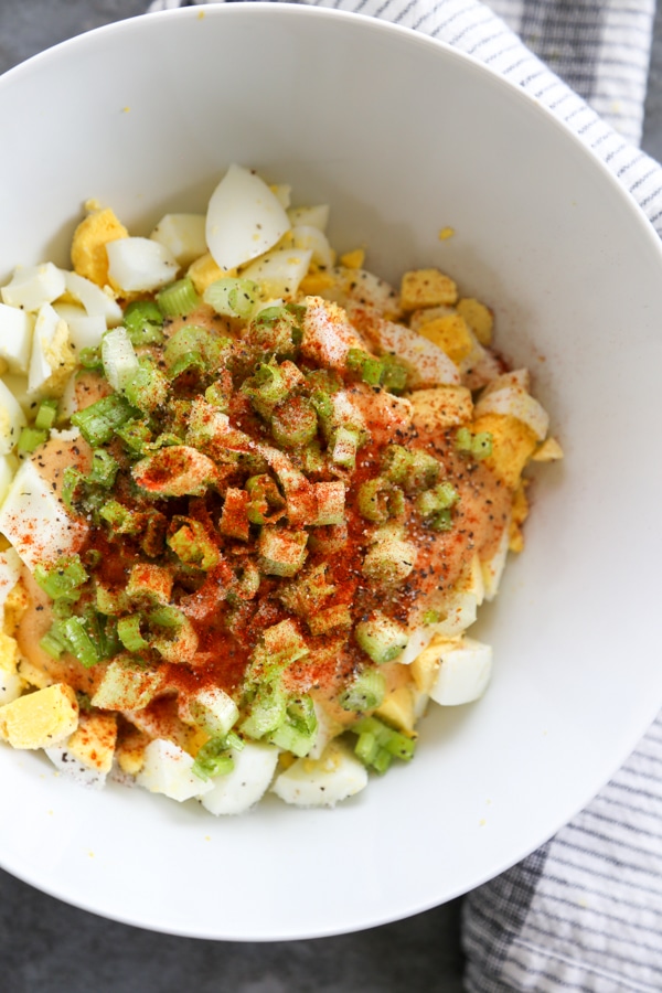 paprika sprinkled over the egg salad.