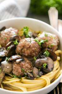 marsala meatballs with pasta.