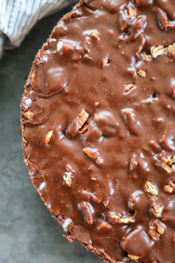 overhead shot of the cheesecake.