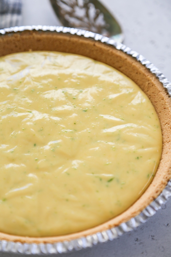 the key lime pie before it's set.