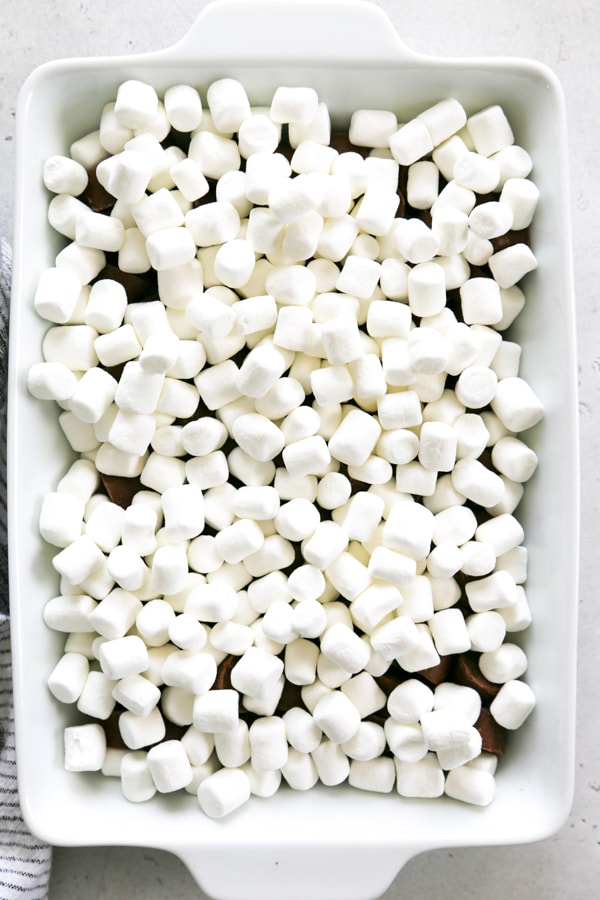 marshmallows sprinkled over the rolos.