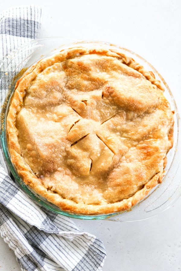 top view of baked apple pie