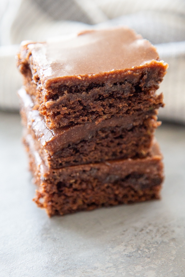 stack of chocolate zucchini cake pieces