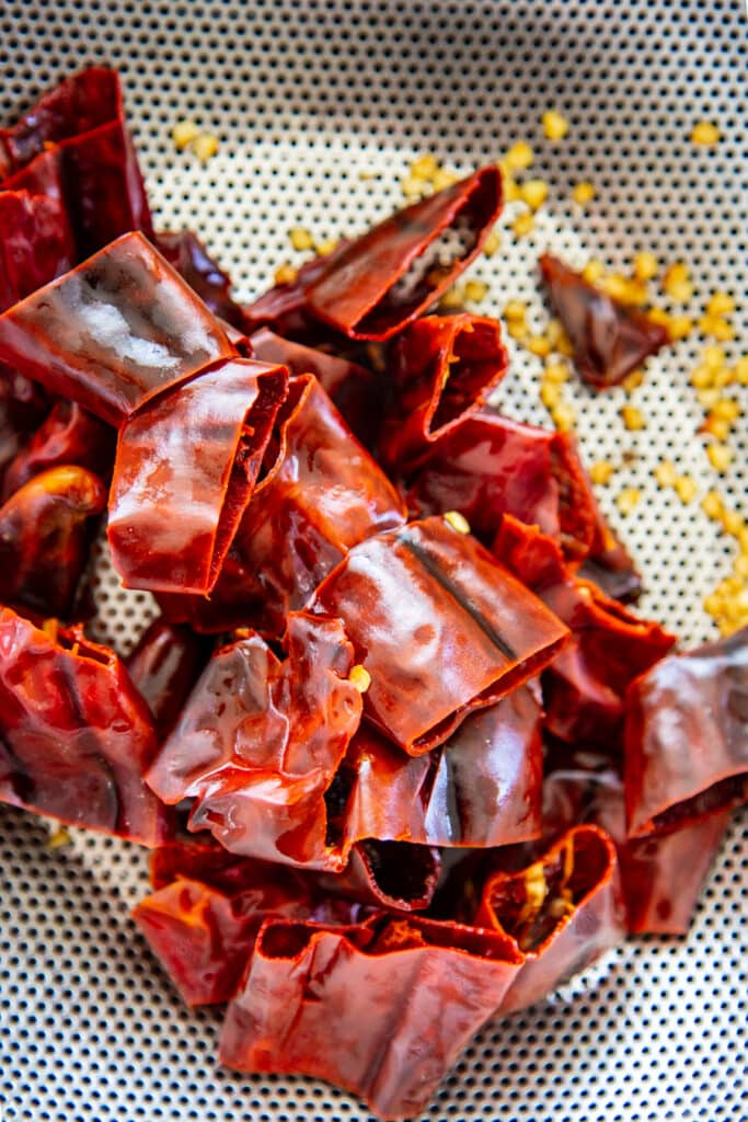 red chile in colander
