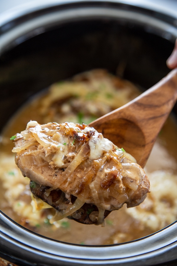 pork chop wooden serving spoon crock pot