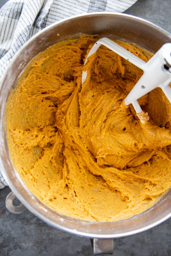 biscotti dough in mixing bowl