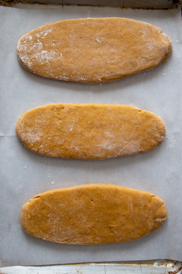logged shaped biscotti dough