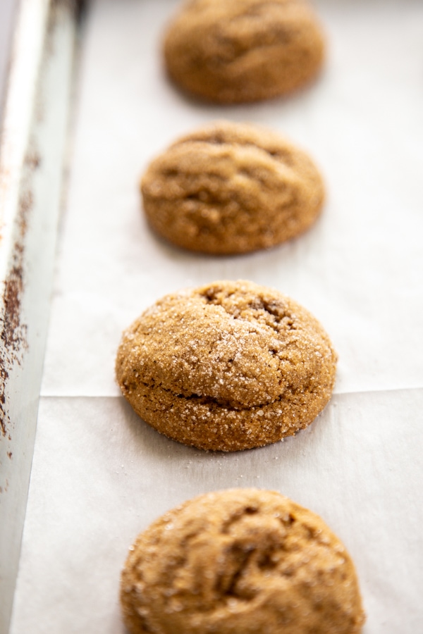 close up shot of cookies on baking sheet