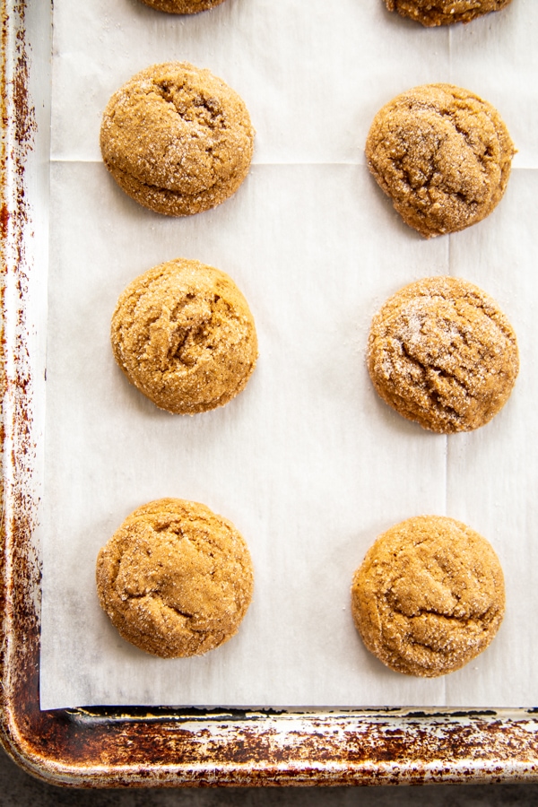 overhead shot baking sheet with cookies