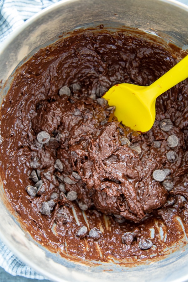 brownie batter with chocolate chips