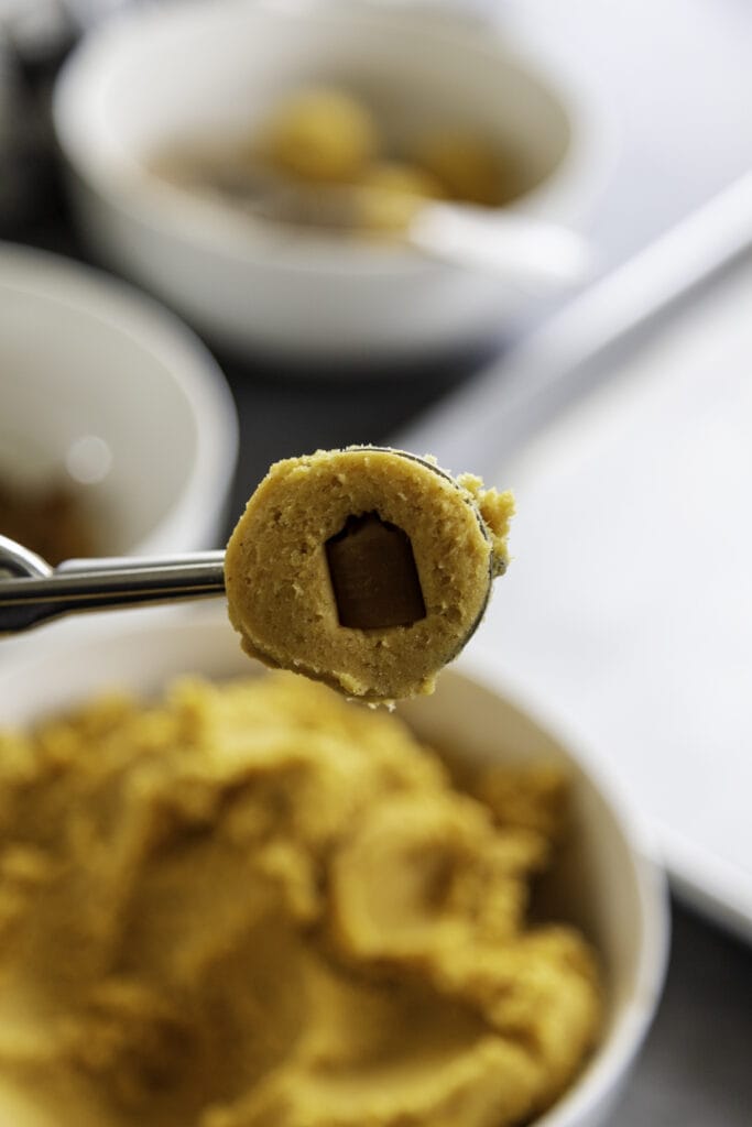 cookie dough with caramel