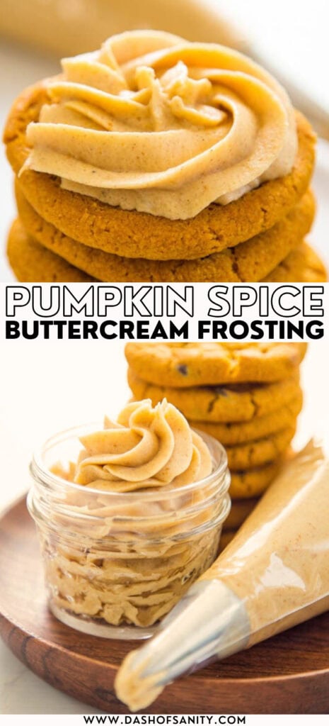 collage image of pumpkin spice buttercream