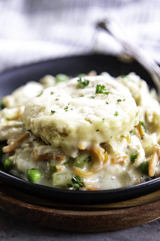 biscuit chicken pot pie on plate
