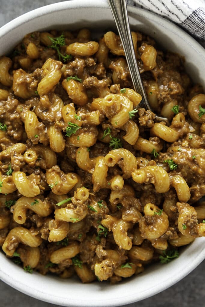 hamburger helper in bowl