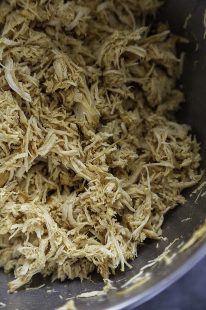 shredded chicken in instant pot overhead shot