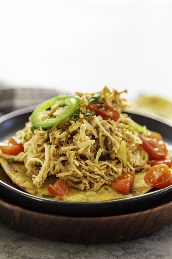 side shot of shredded chicken