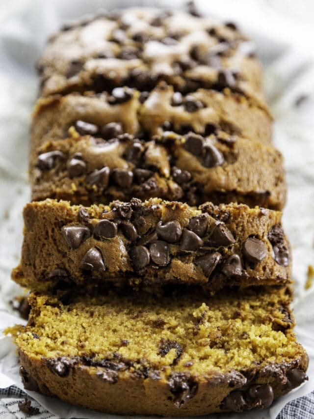 loaf of pumpkin bread with chocolate chips