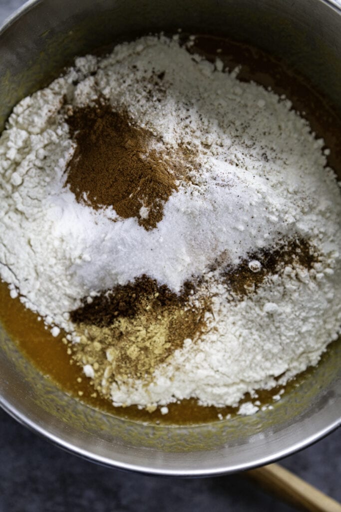 flour and seasonings in mixing bowl