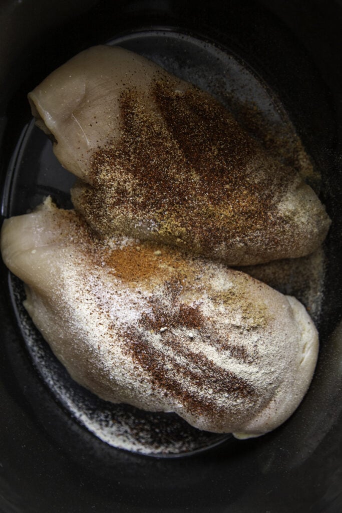 chicken in slow cooker with seasonings