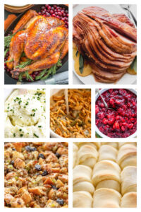 collage image of thanksgiving menu