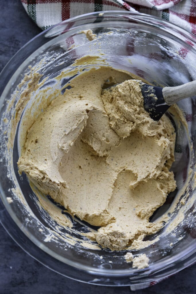 cream together cream cheese and seasonings