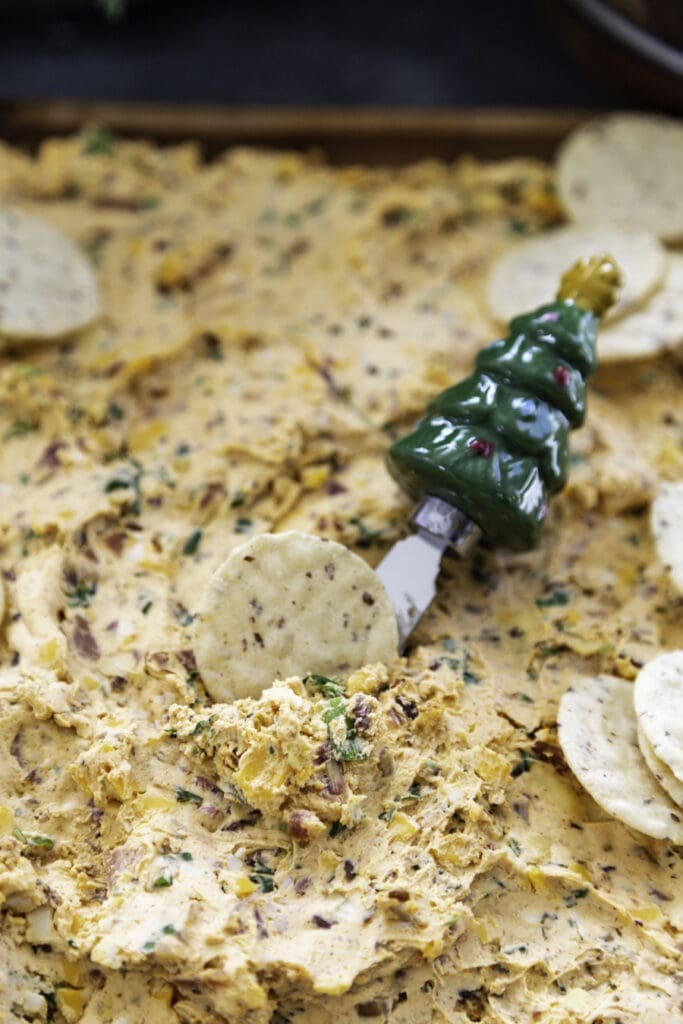 cheese ball board with cracker
