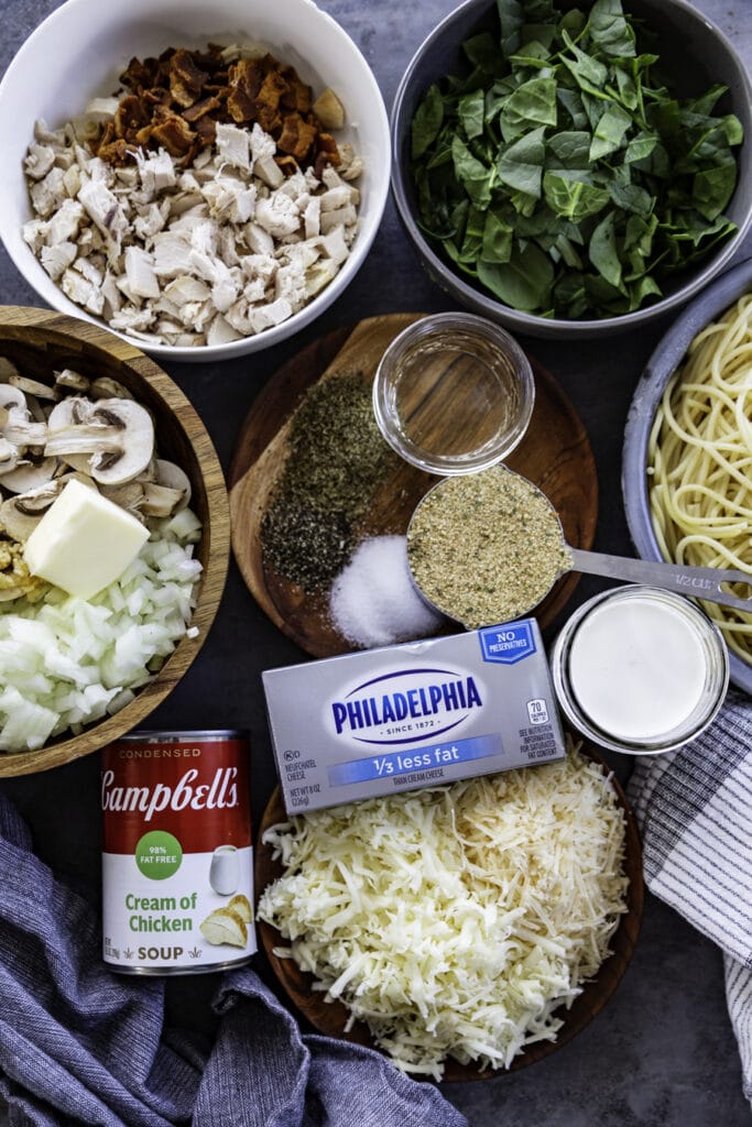 ingredient shot of pasta dish