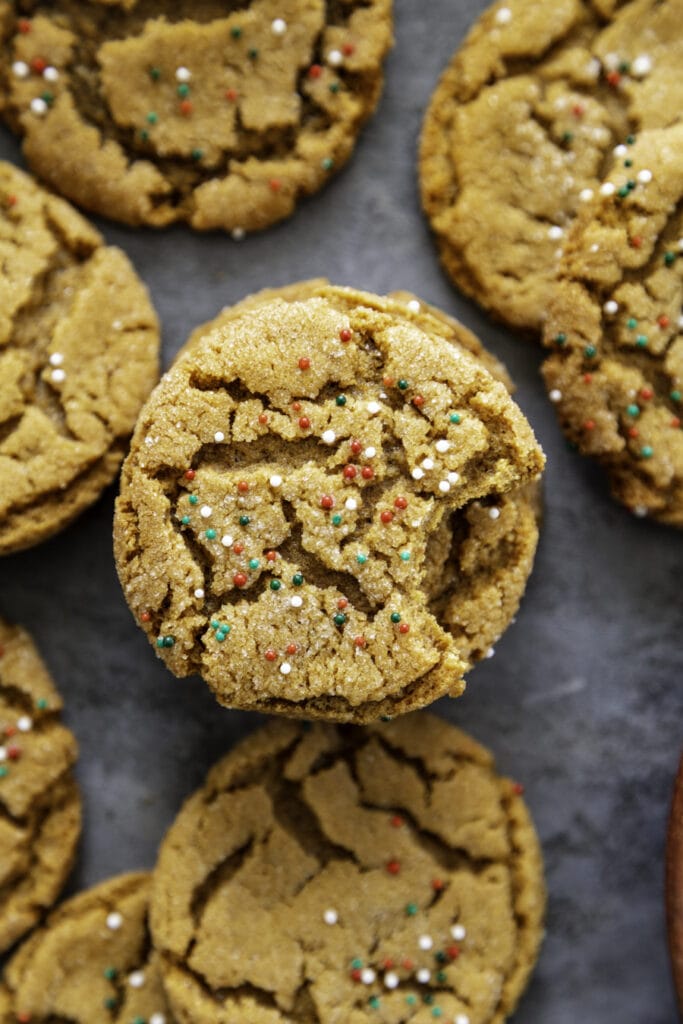 overhead shot of ginger cookies