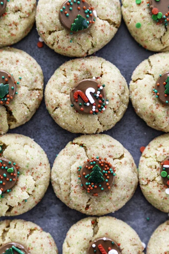 overhead shot of peanut butter blossoms