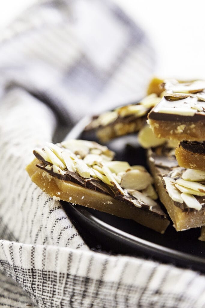 close up shot of stack of English Toffee pieces