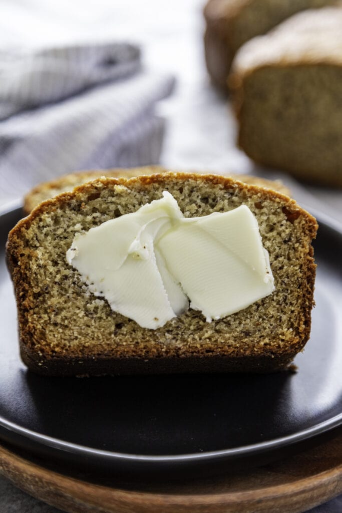 banana bread with slices of butter