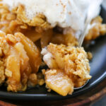 apple crisp plated with fork