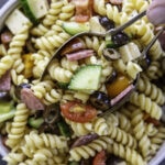 easy pasta salad overhead shot