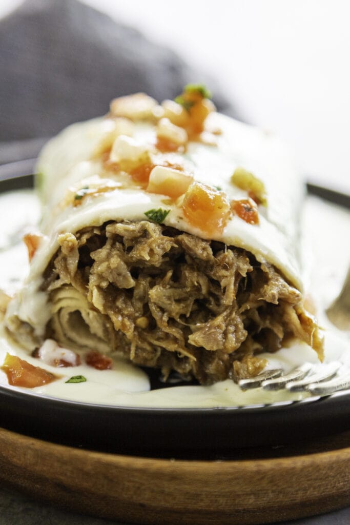 burritos stuffed with sweet pork