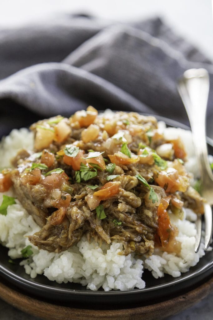 sweet pork over rice with pico