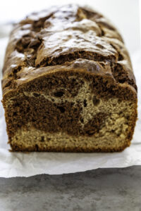 Chocolate Peanut Butter Banana Swirl Bread